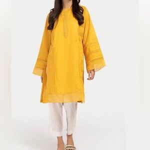 Yellow Embroidered Women’s Tunic Dress